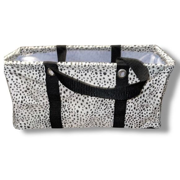 Thirty One Tiny Utility Tote Dainty Speckles Retired Black Mini Organizer Bag 31 - Picture 2 of 8